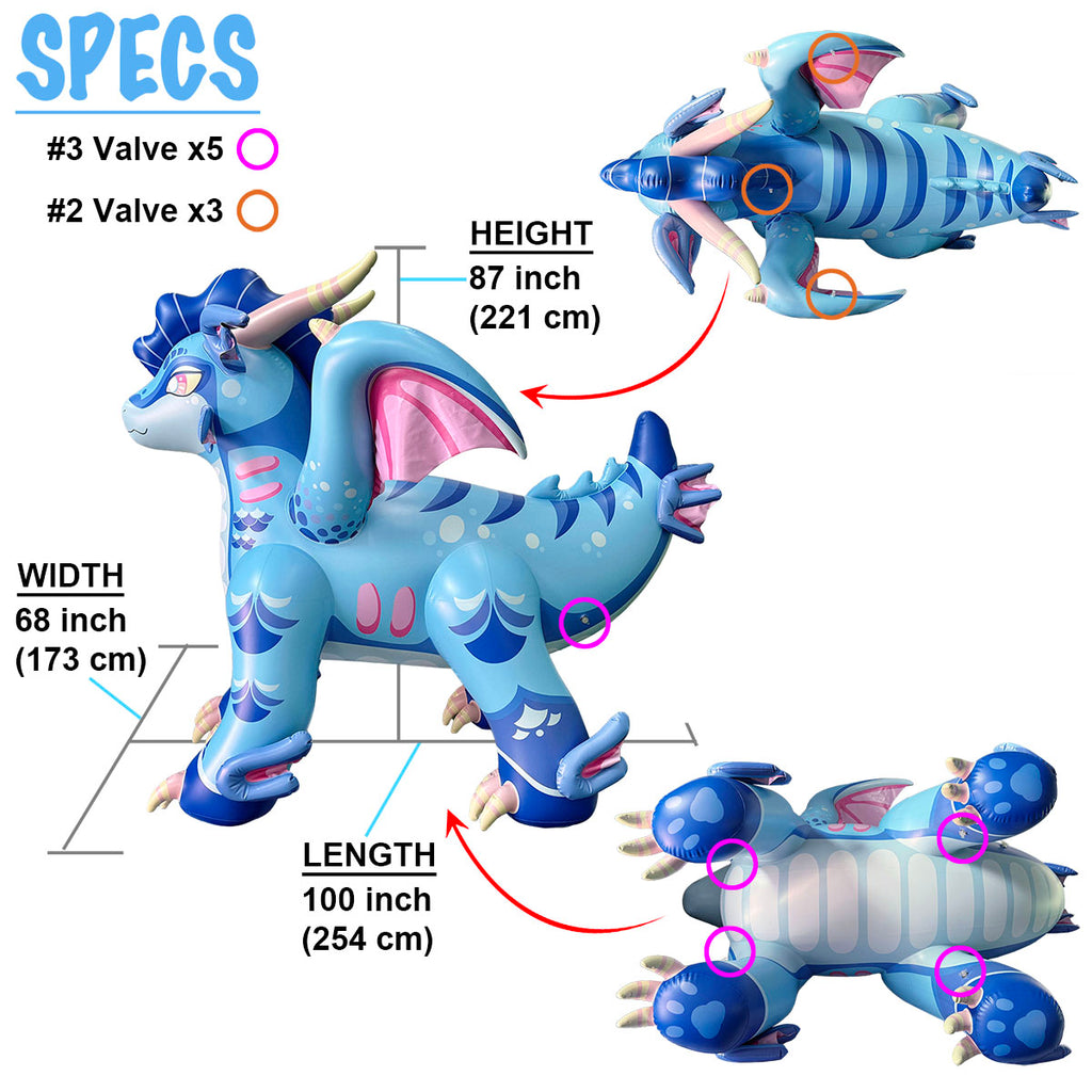 Splash the PuffWing Dragon, and Friends - 87" Tall *PVC*