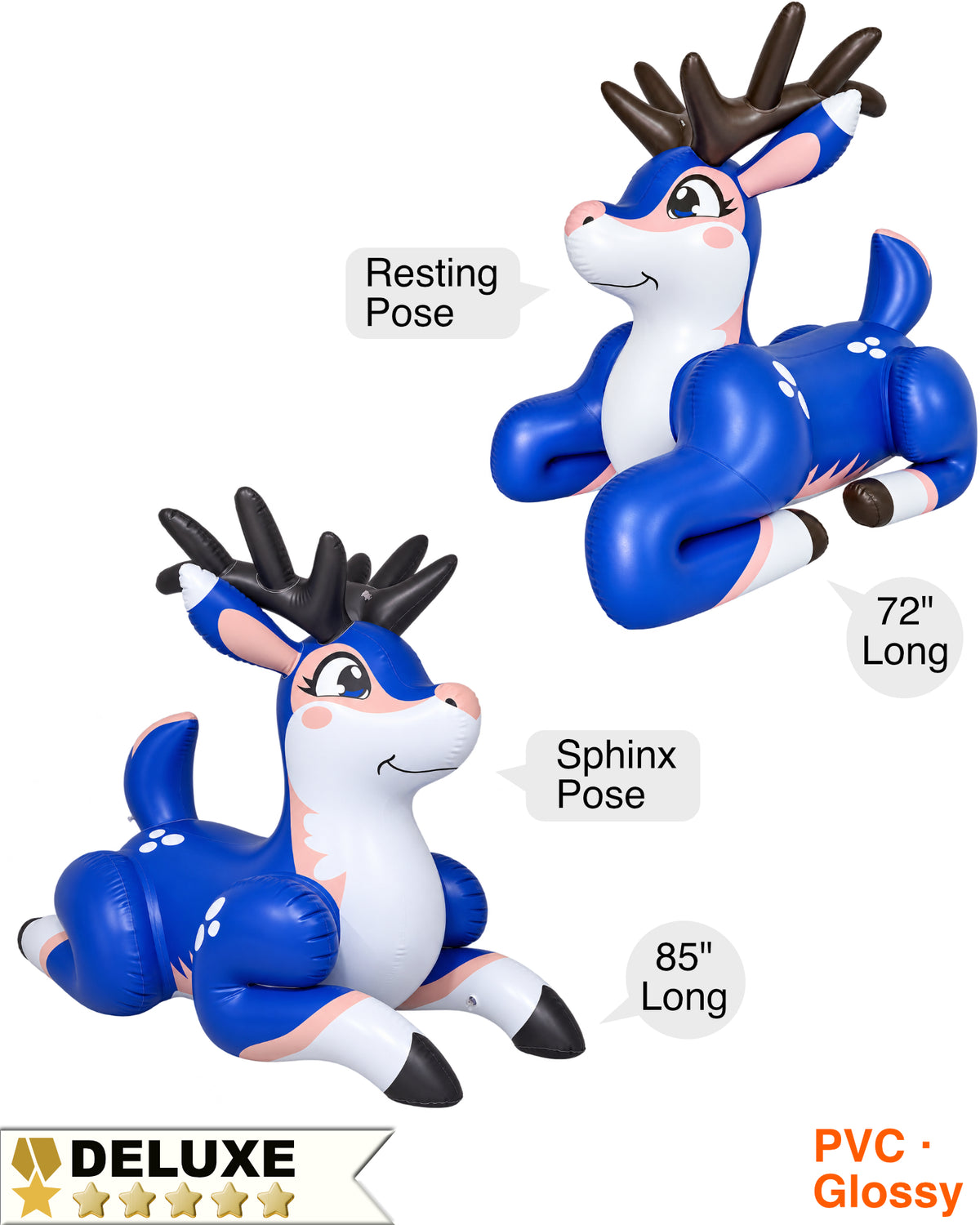 Astrid the Deer – Meadow, 85" Long, 2 Poses (Resting + Sphinx) - Glossy PVC Version