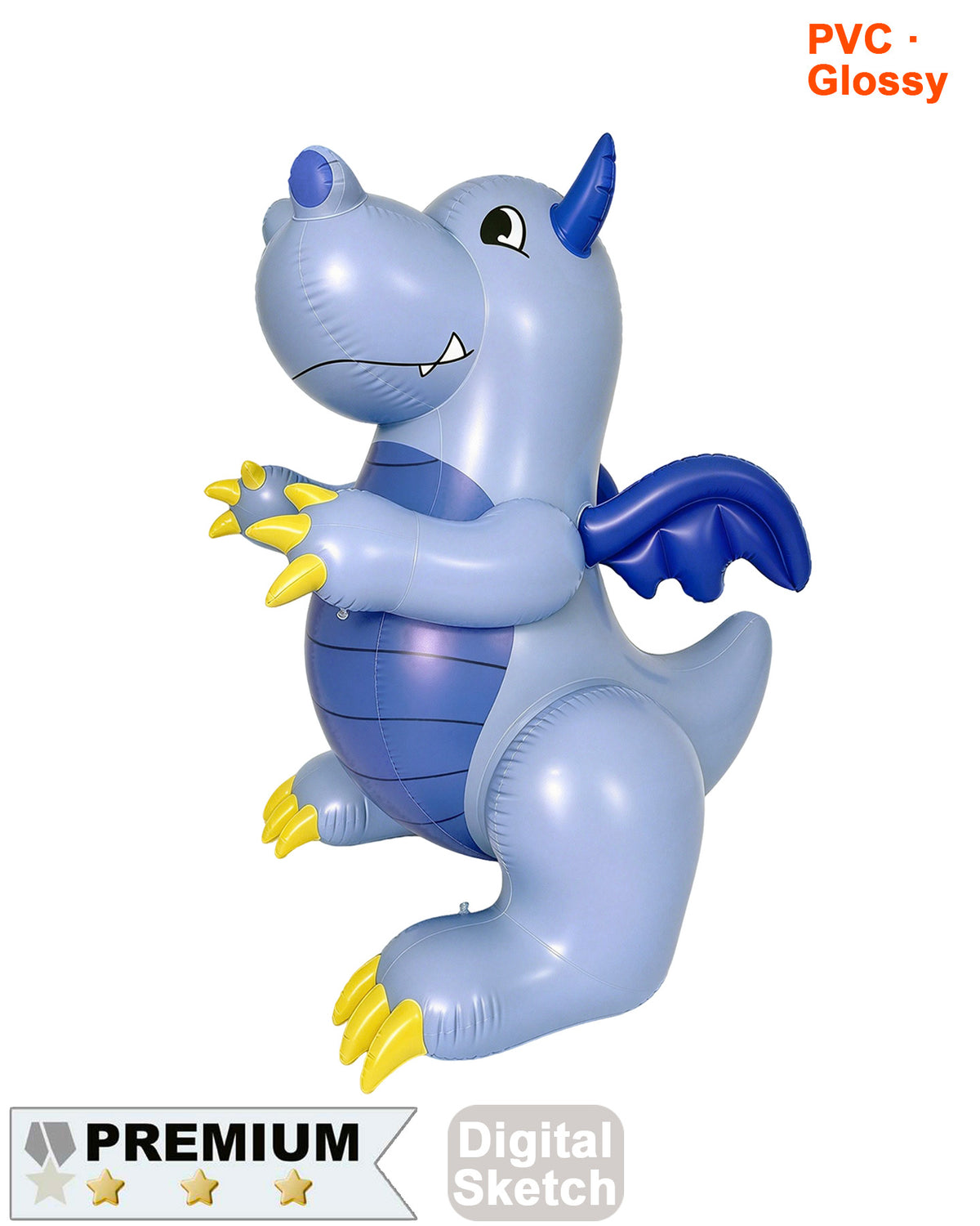 SqueakCo Grey Dragon- 90” H - Glossy PVC Version