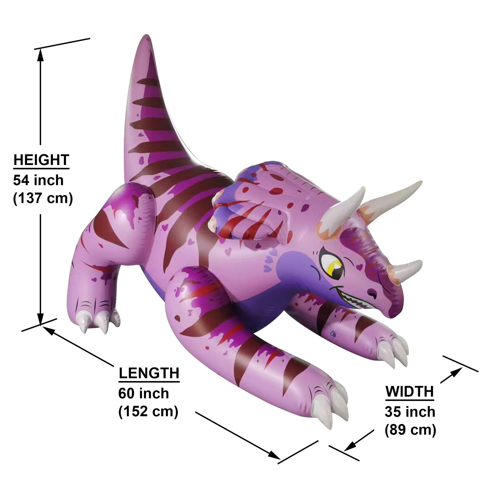60” Giant Inflatable Triceratops – Realistic Topsy Dinosaur Figure, Large Dino Toy for Kids, Jurassic Theme Decor & Display