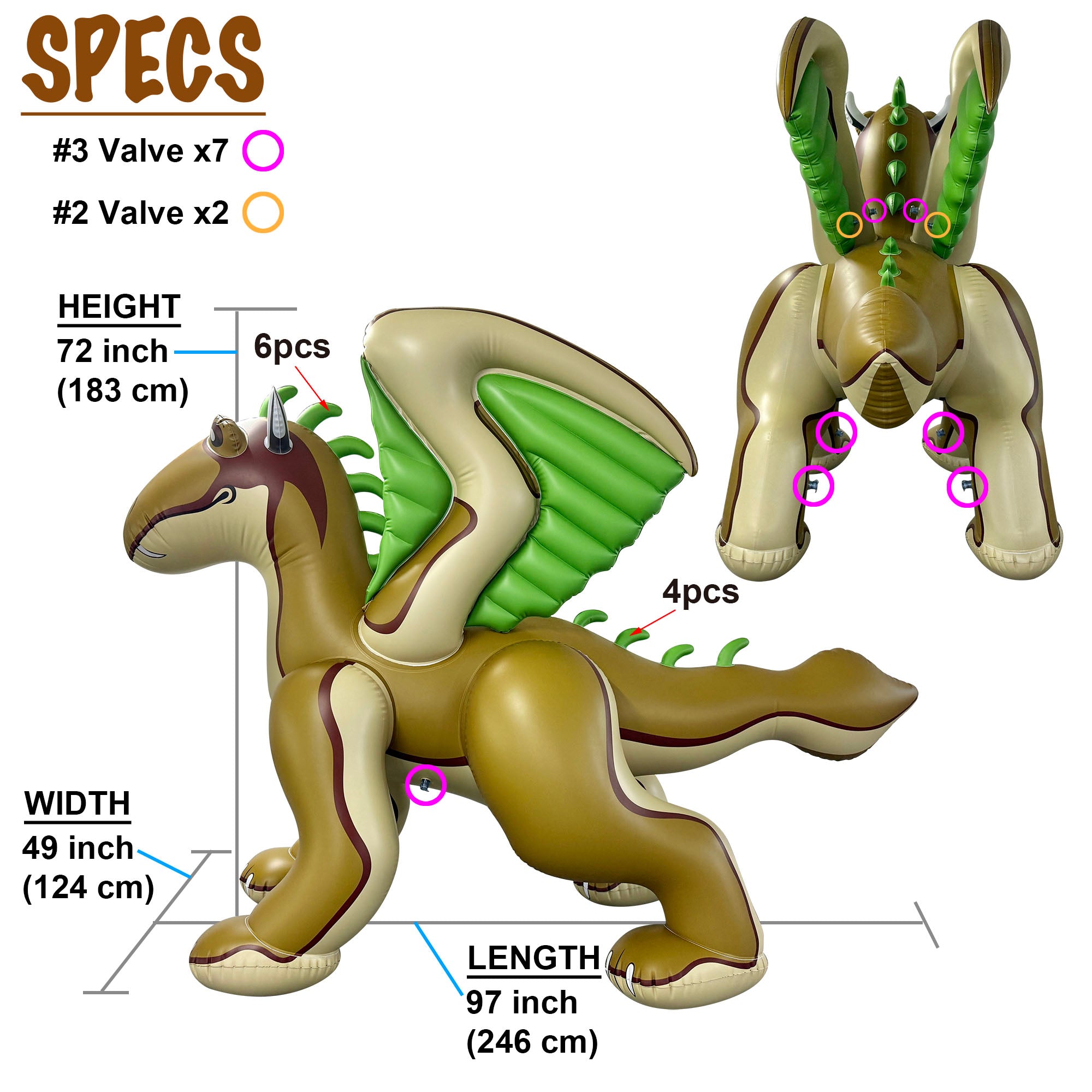 🐉Dragon with Wings - 72inch (183cm) Tall