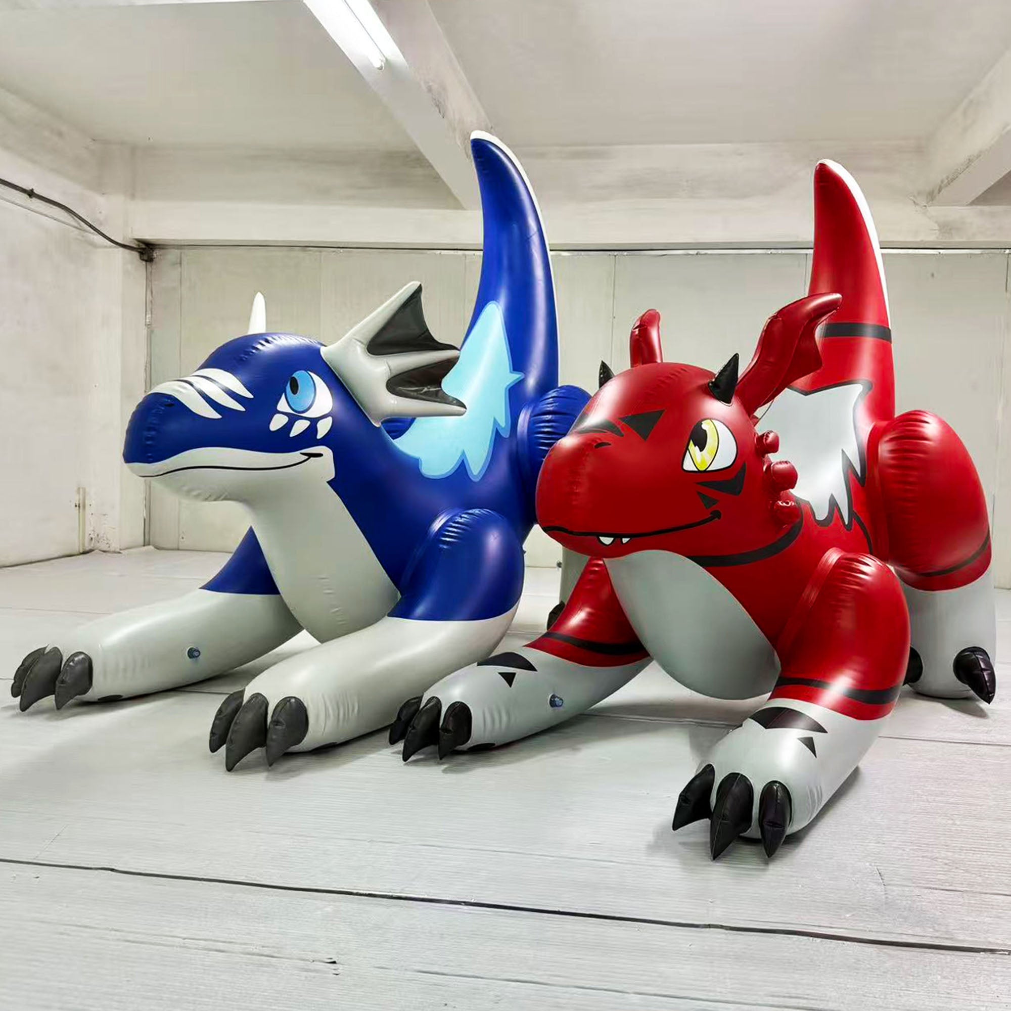 84" Long Red & Blue Dragon Combo