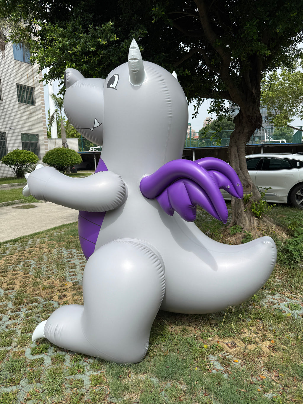 SqueakCo TPU Grey Dragon | Giant 90” Inflatable Dragon Collectible