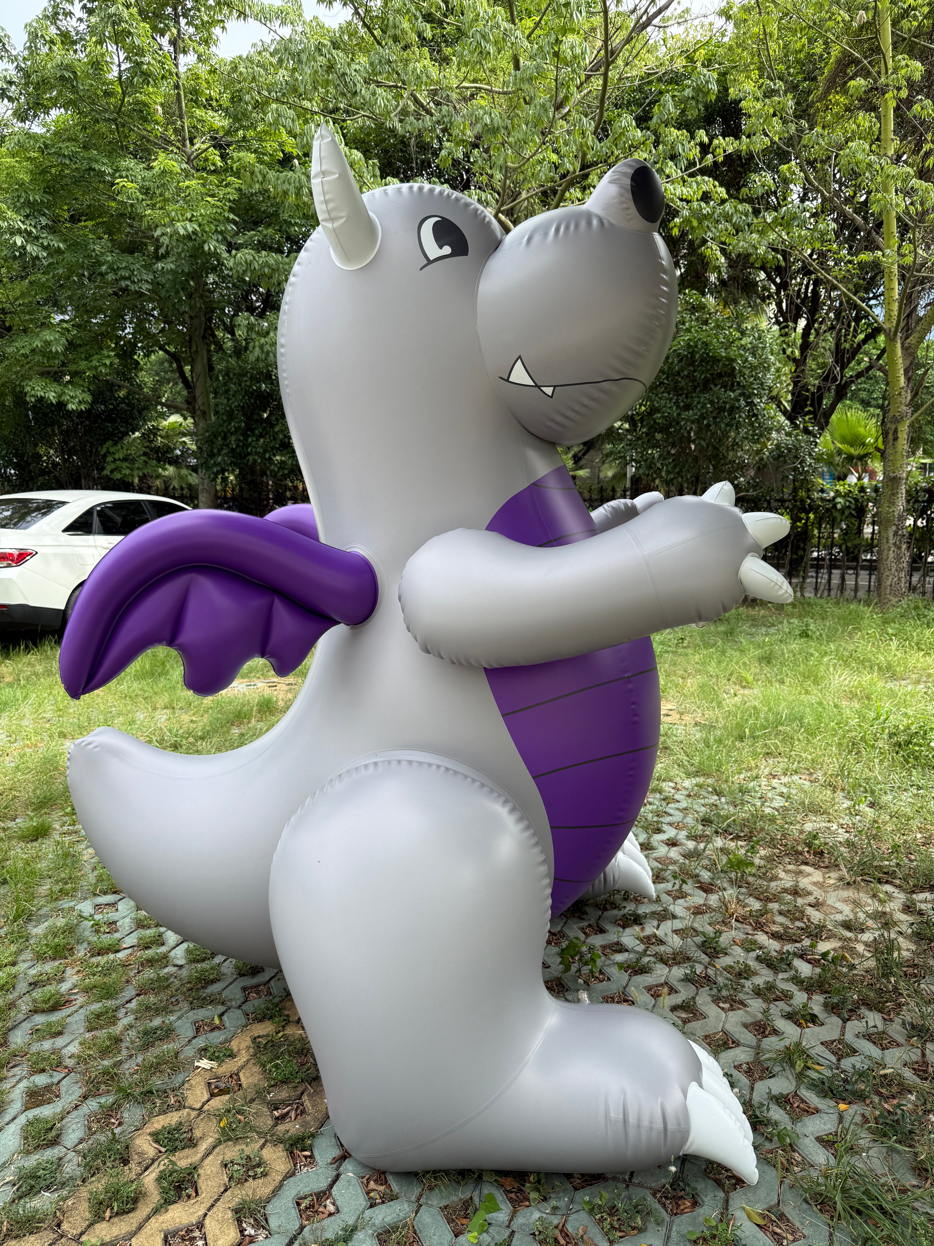 SqueakCo TPU Grey Dragon | Giant 90” Inflatable Dragon Collectible
