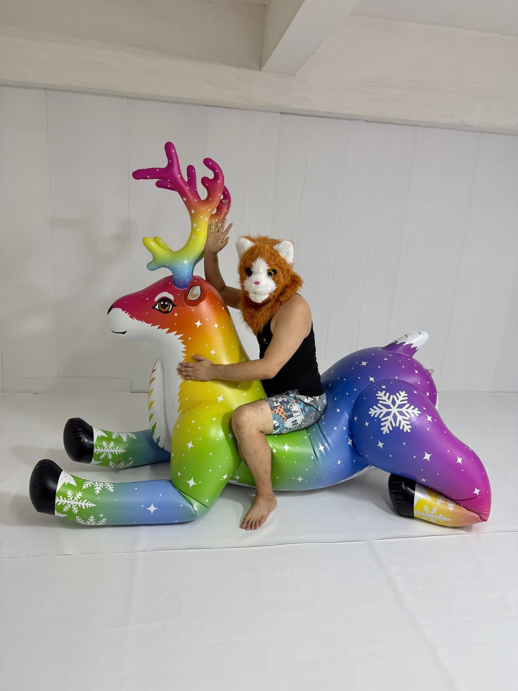 Fantasy Deer  – 88” T Aurora the Rainbow Stag & Nyxaris the Starlight Deer – Glossy PVC Version