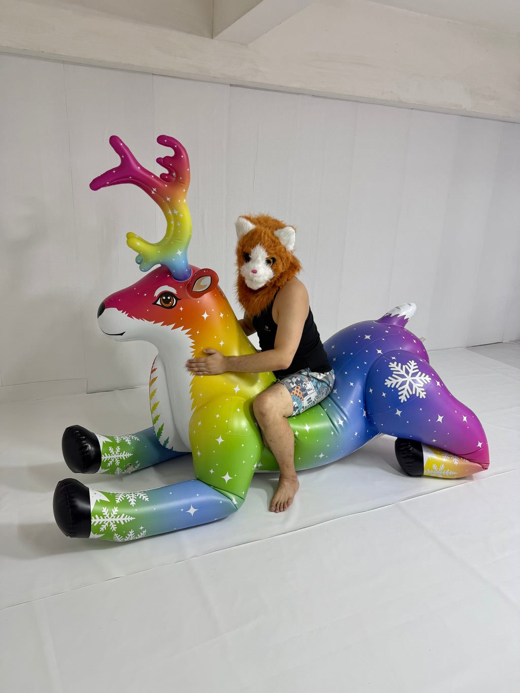 Fantasy Deer  – 88” T Aurora the Rainbow Stag & Nyxaris the Starlight Deer – Glossy PVC Version