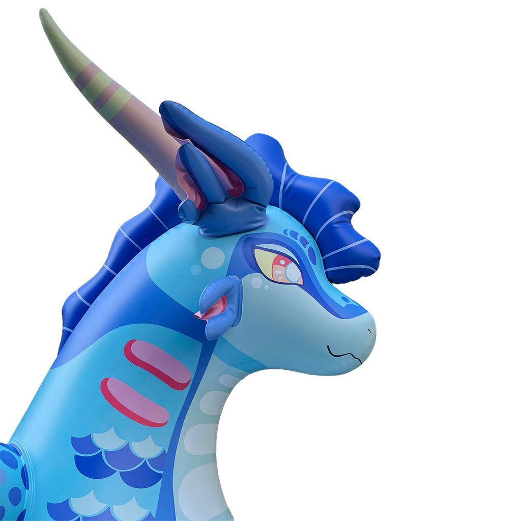 Blue Lounging Inflatable Dragon Head View