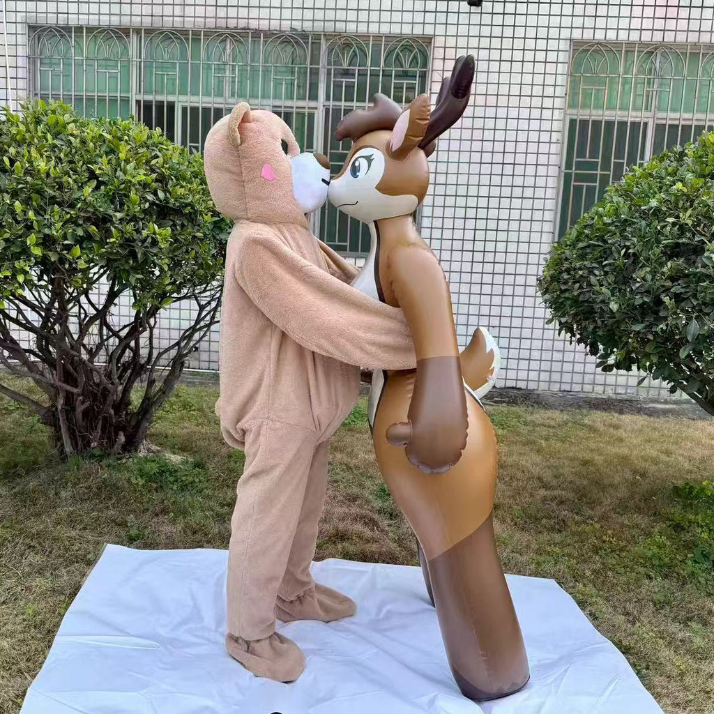 Inflatable Willow Brown Deer Character kisses Bear costume costume outdoor