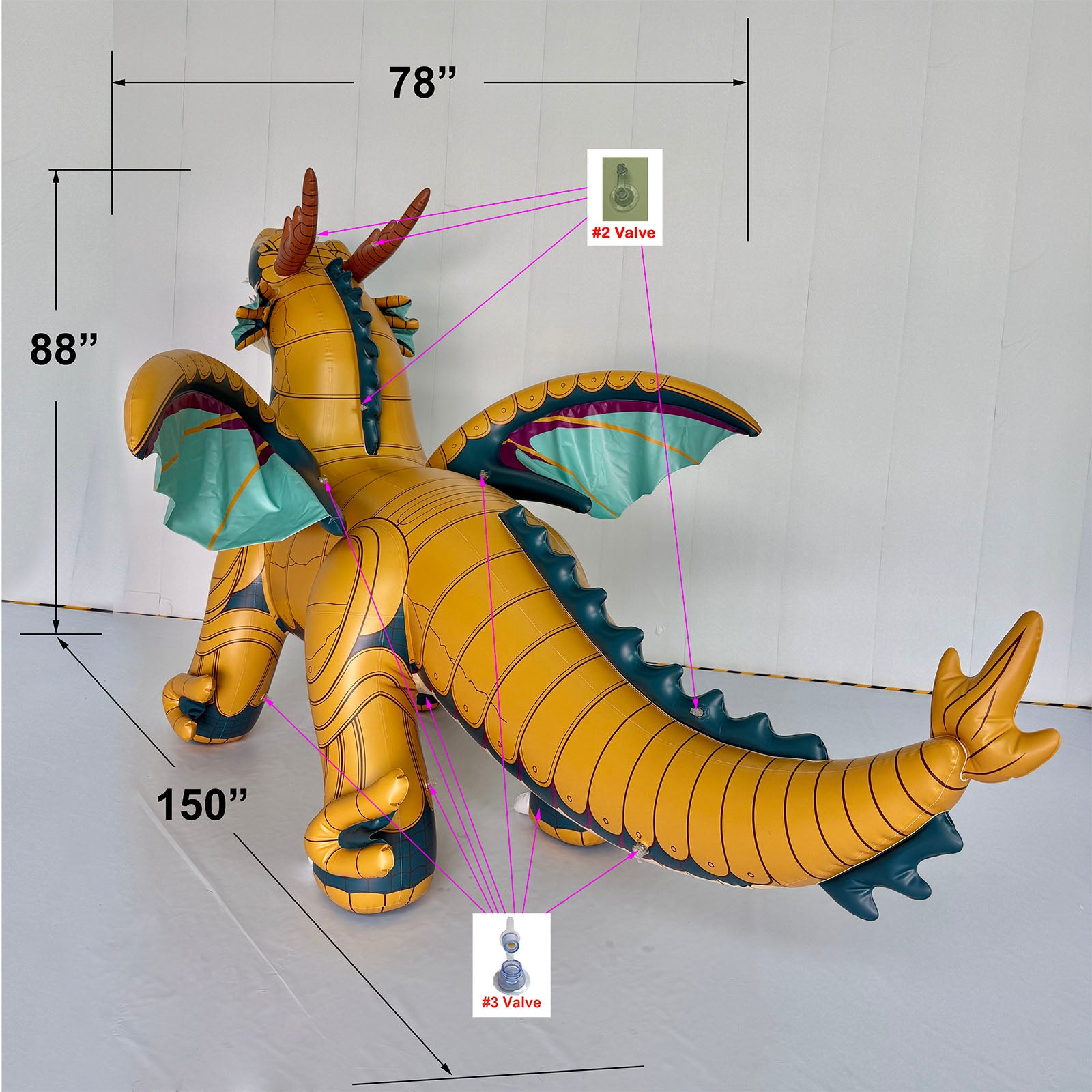 Giant  150” Long Open-Mouth Standing Dragon – TPU Edition