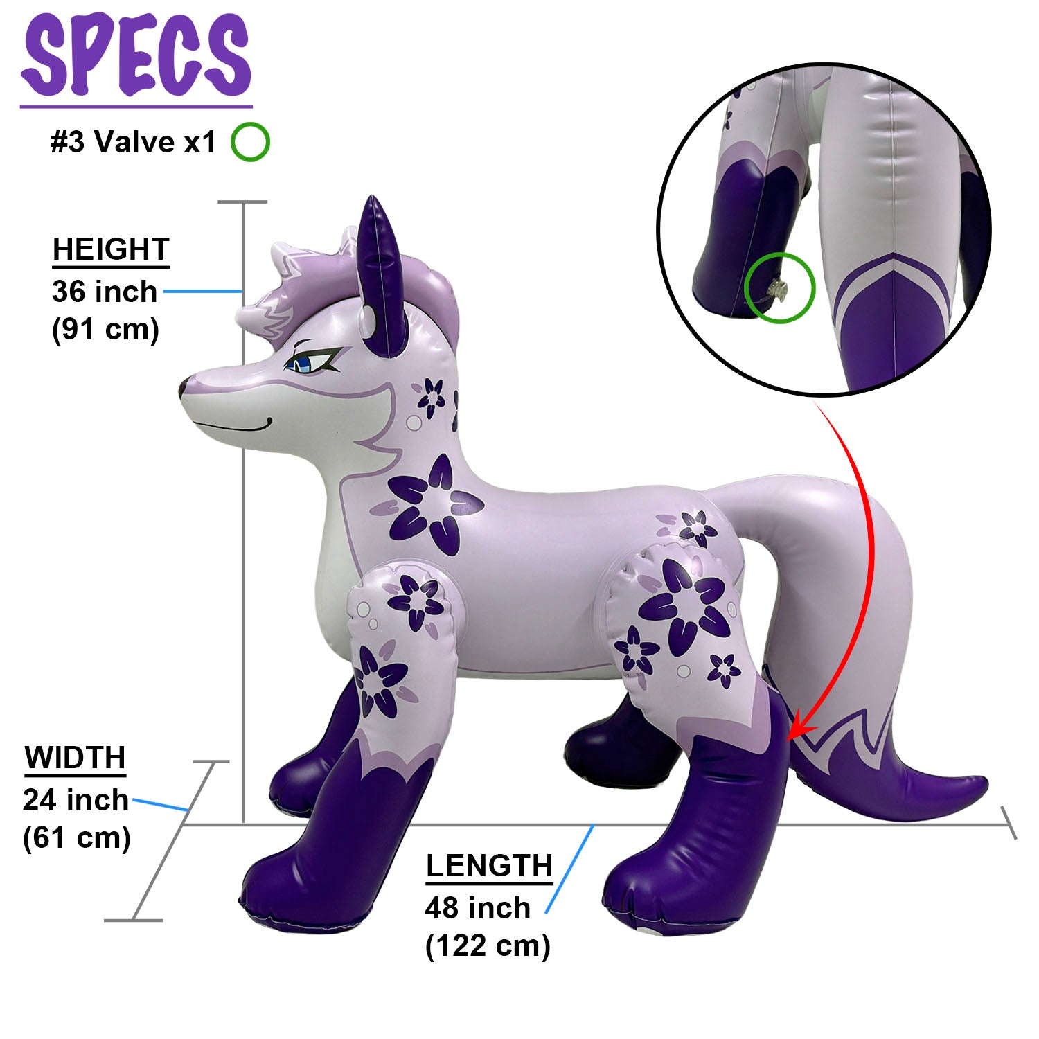 48” Inflatable Kitsune (Single-Tailed Fox) PVC version