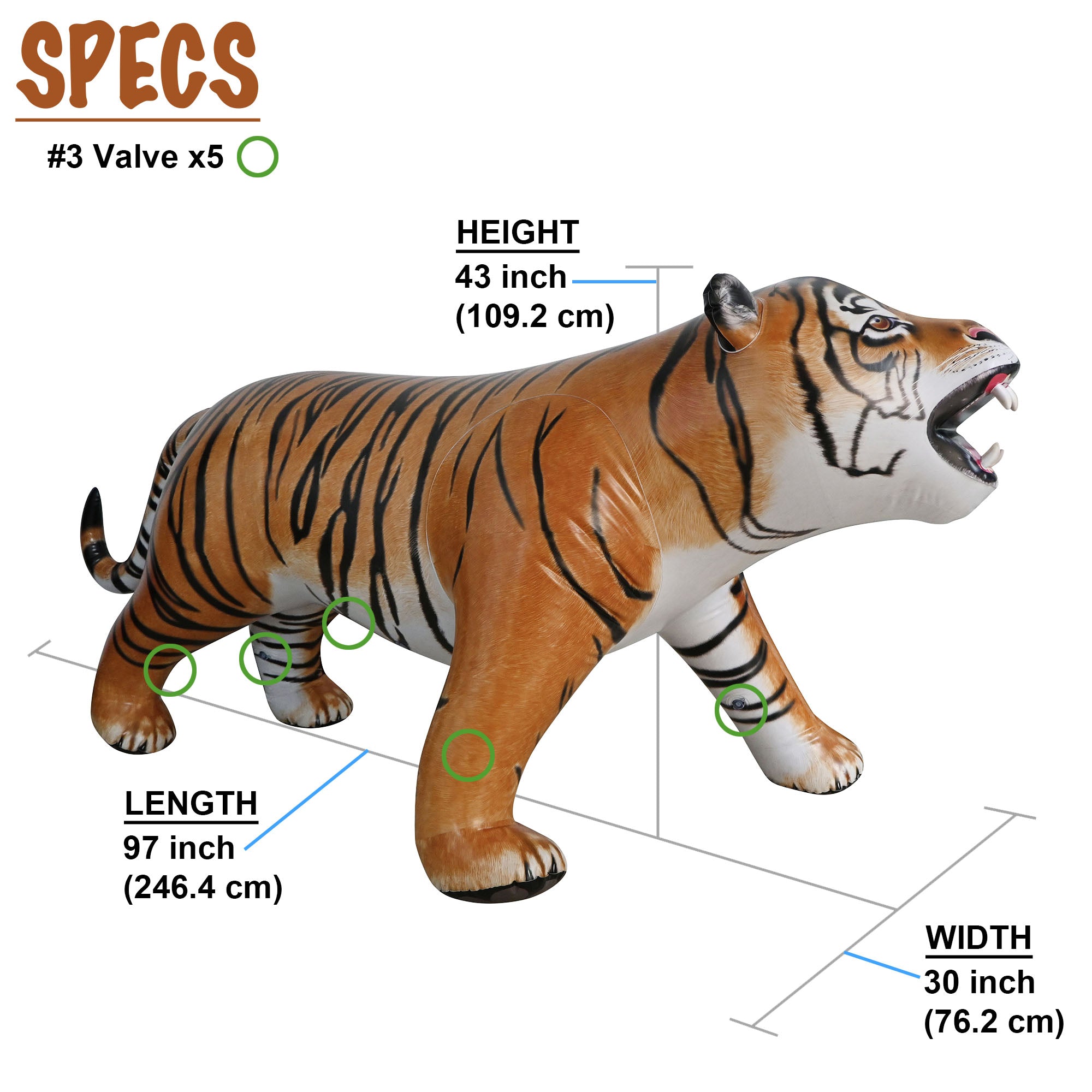 🐯96" Long Lifelike Tiger *2024 Edition* （FUJCI-TIGER96L）