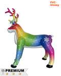 Fantasy Deer  – 88” T Aurora the Rainbow Stag & Nyxaris the Starlight Deer – Glossy PVC Version