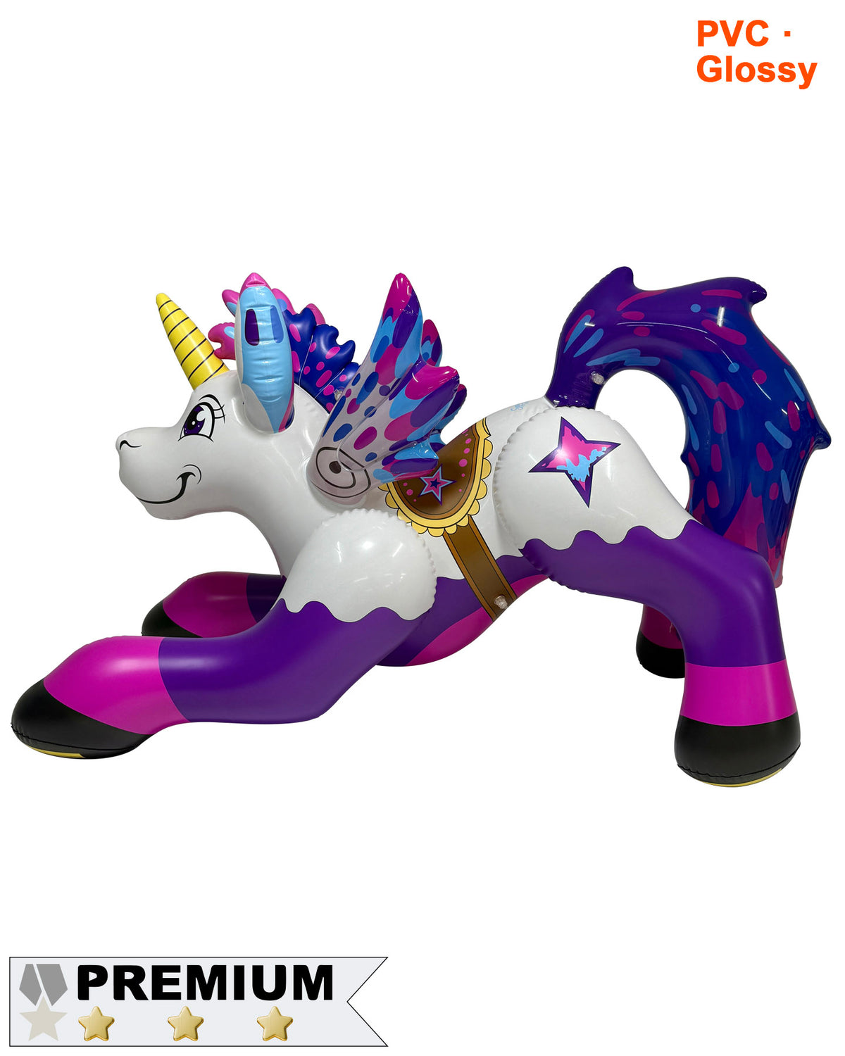 Starlight the Unicorn with Saddle Print - 84"L- Glossy PVC Version