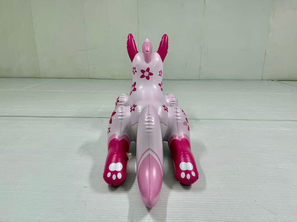 Inflatable pink pouncing Kitsune Fox - rear view