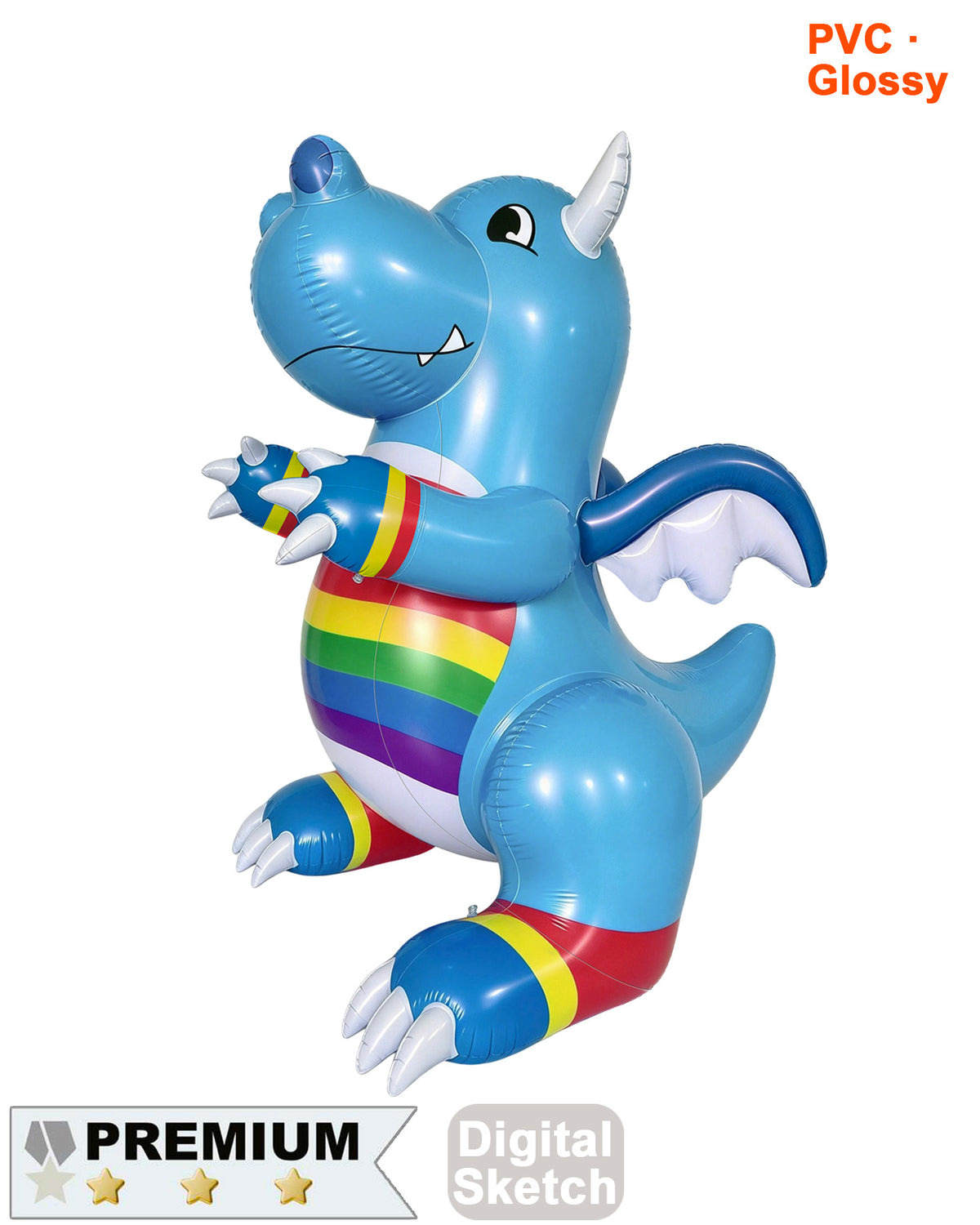 SqueakCo Grey Dragon- 90” H - Glossy PVC Version