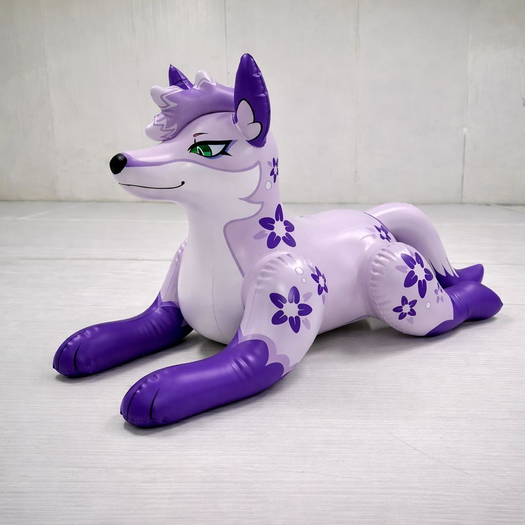 Inflatable purple pouncing Kitsune Fox 