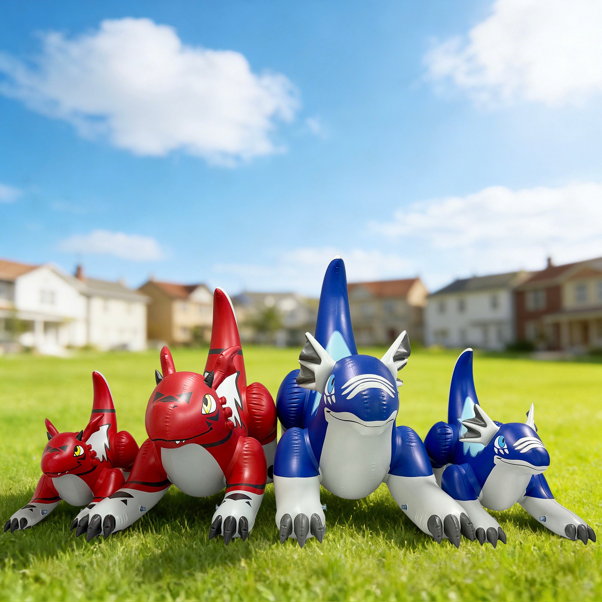 84" & 48" Long Blue & Red Dragon 4-pk