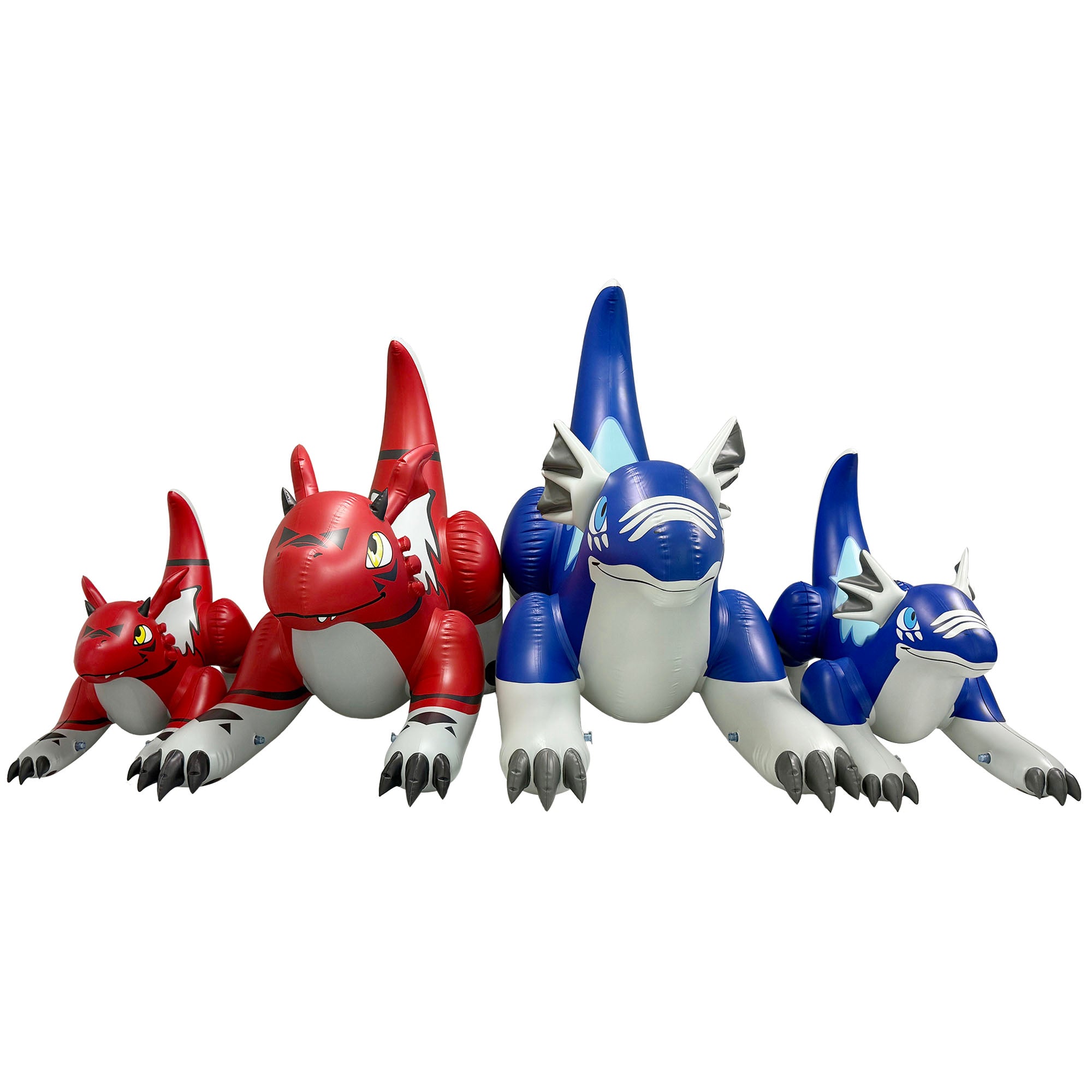 84" & 48" Long Blue & Red Dragon 4-pk