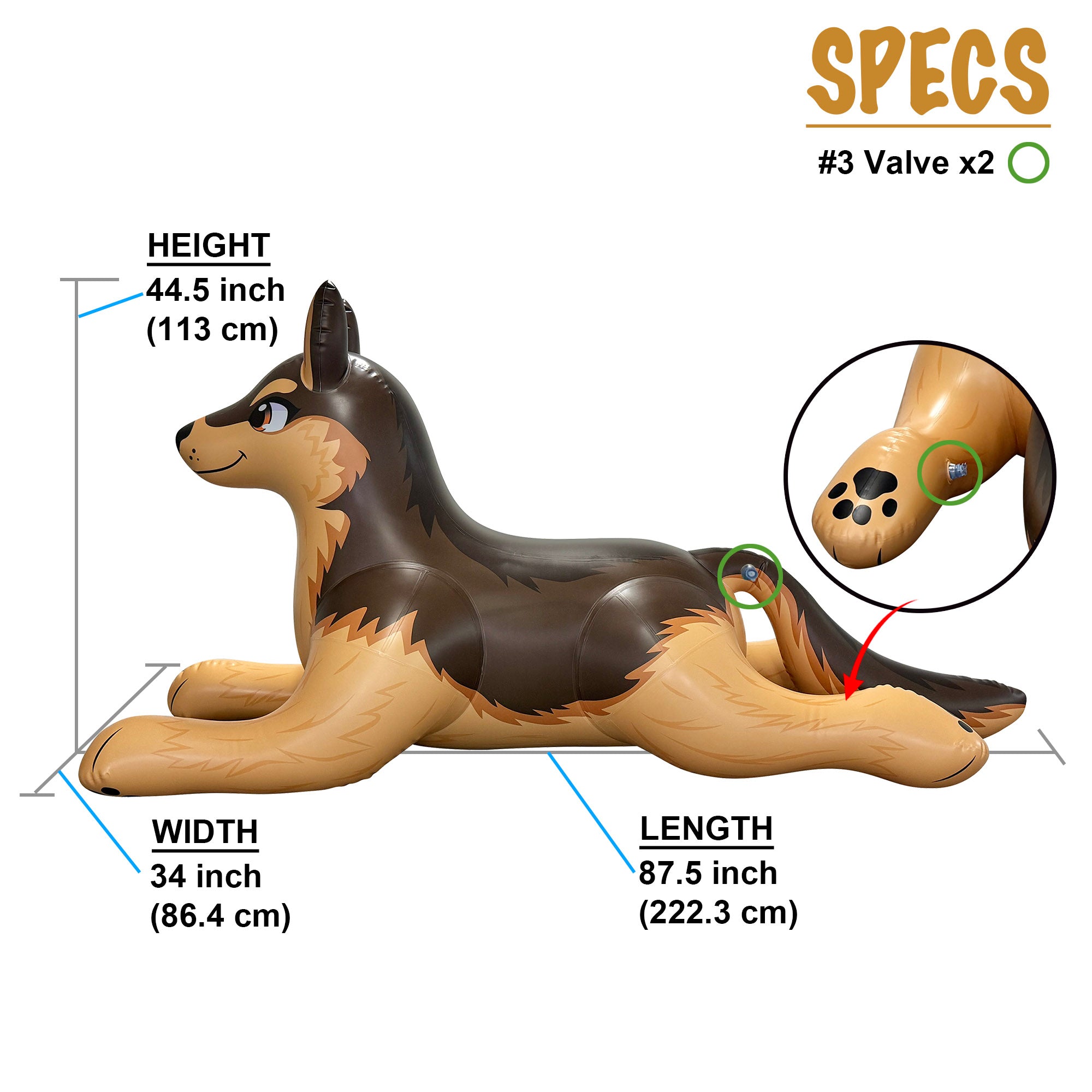 German Shepherd 88” Long – Large Inflatable Dog for Displays & Events