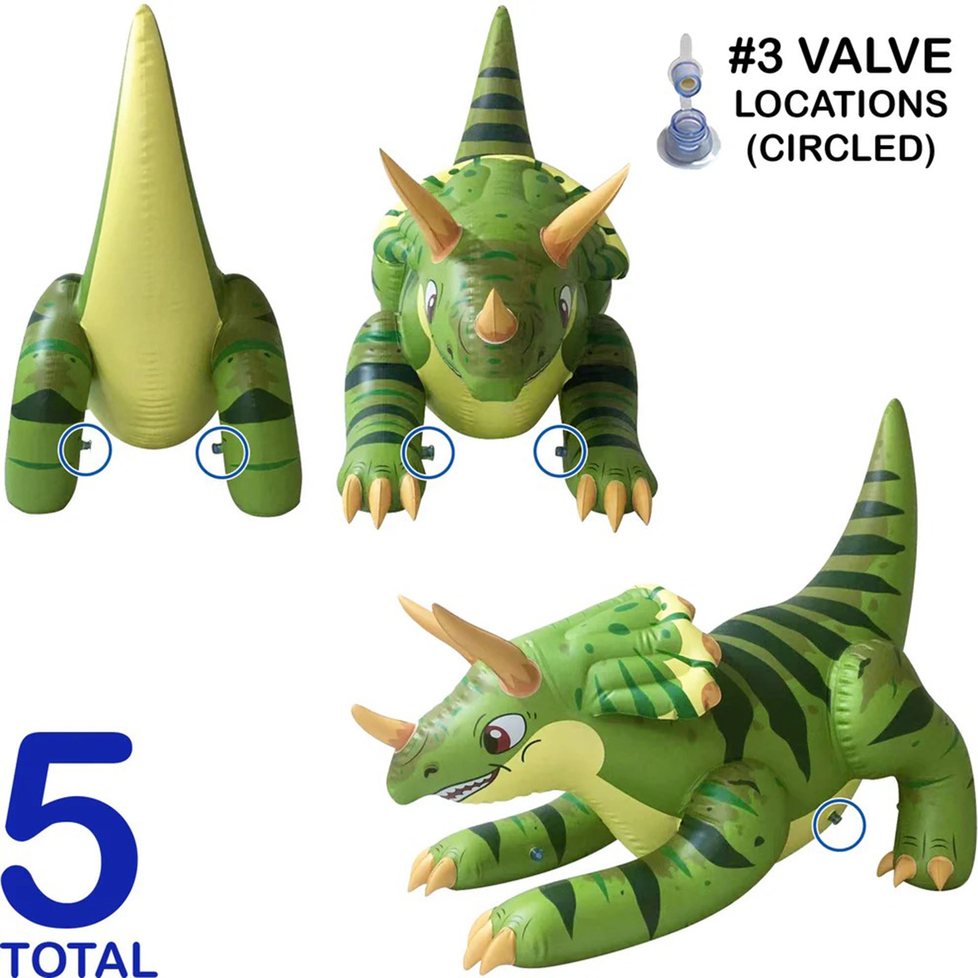 60” Giant Inflatable Triceratops – Realistic Topsy Dinosaur Figure, Large Dino Toy for Kids, Jurassic Theme Decor & Display