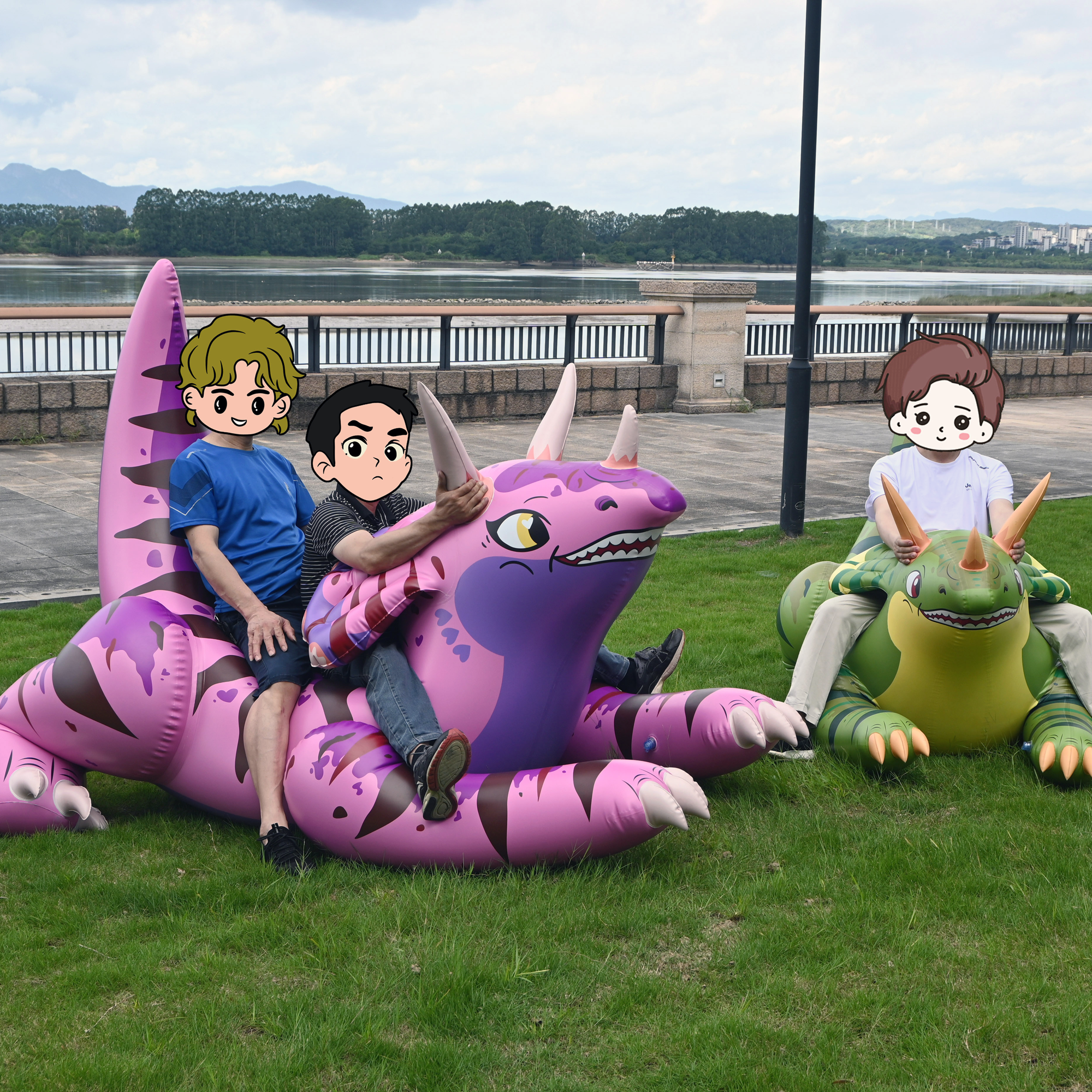 60” Giant Inflatable Triceratops – Realistic Topsy Dinosaur Figure, Large Dino Toy for Kids, Jurassic Theme Decor & Display