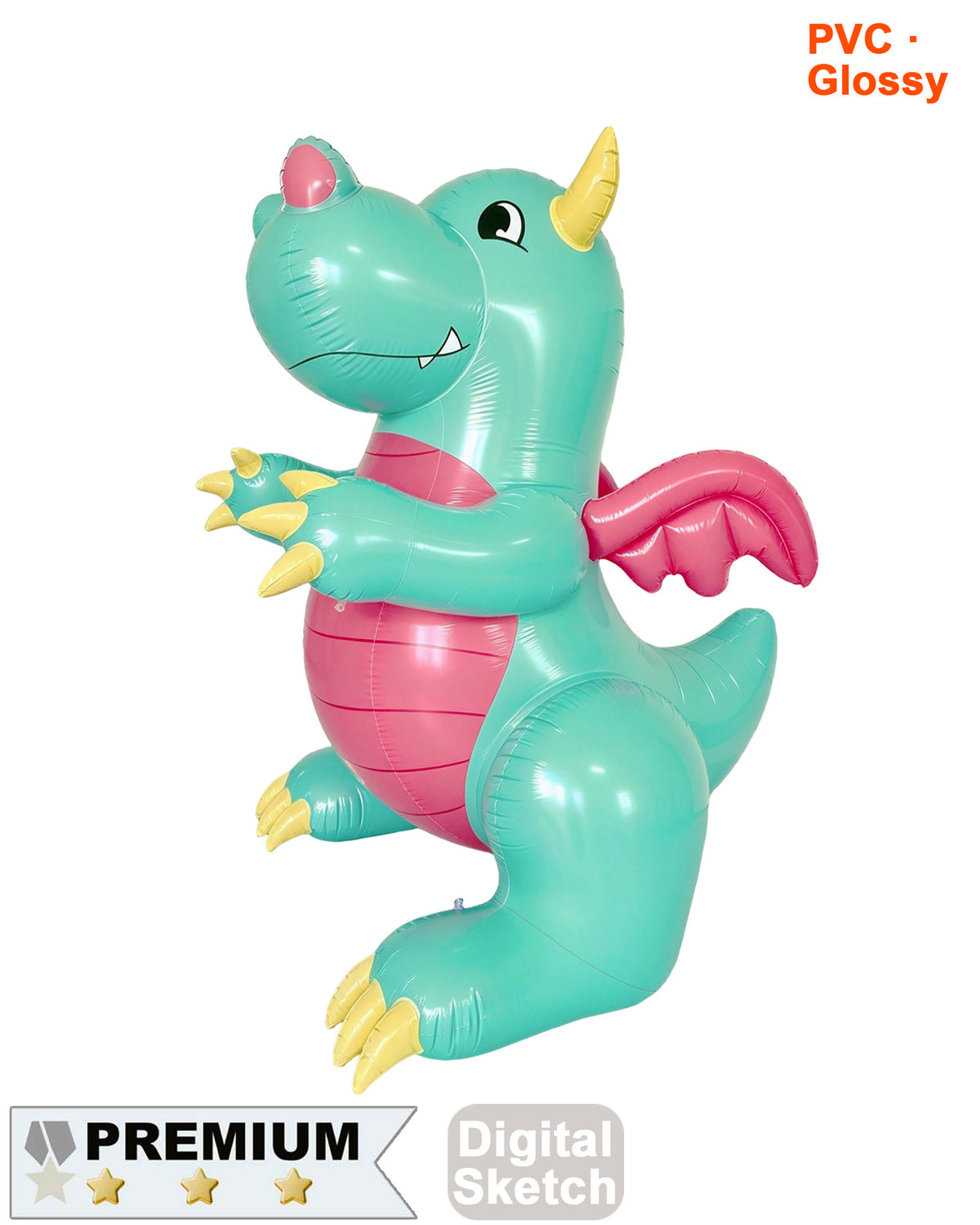 SqueakCo Grey Dragon- 90” H - Glossy PVC Version