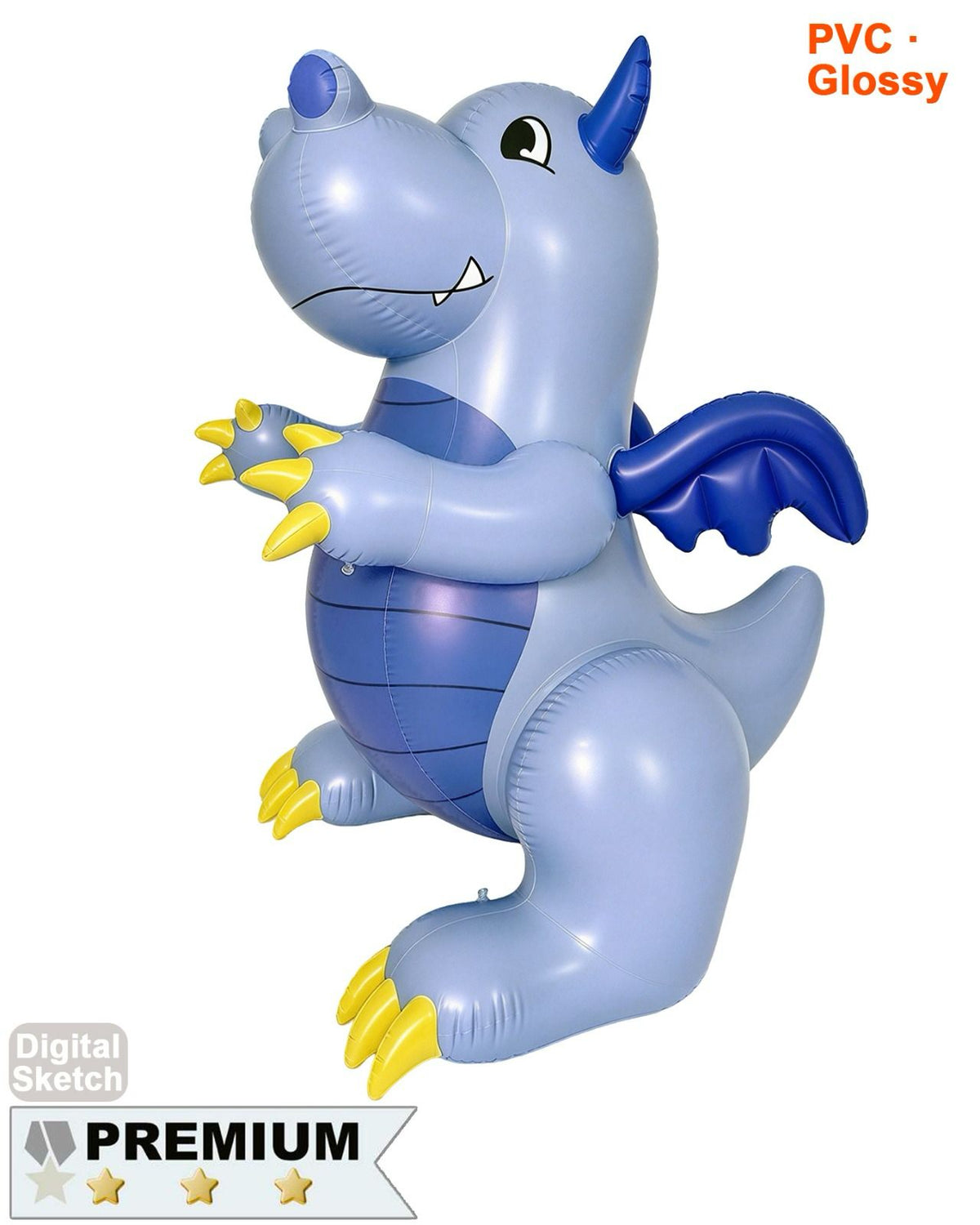 SqueakCo Grey Dragon- 90” H - Glossy PVC Version
