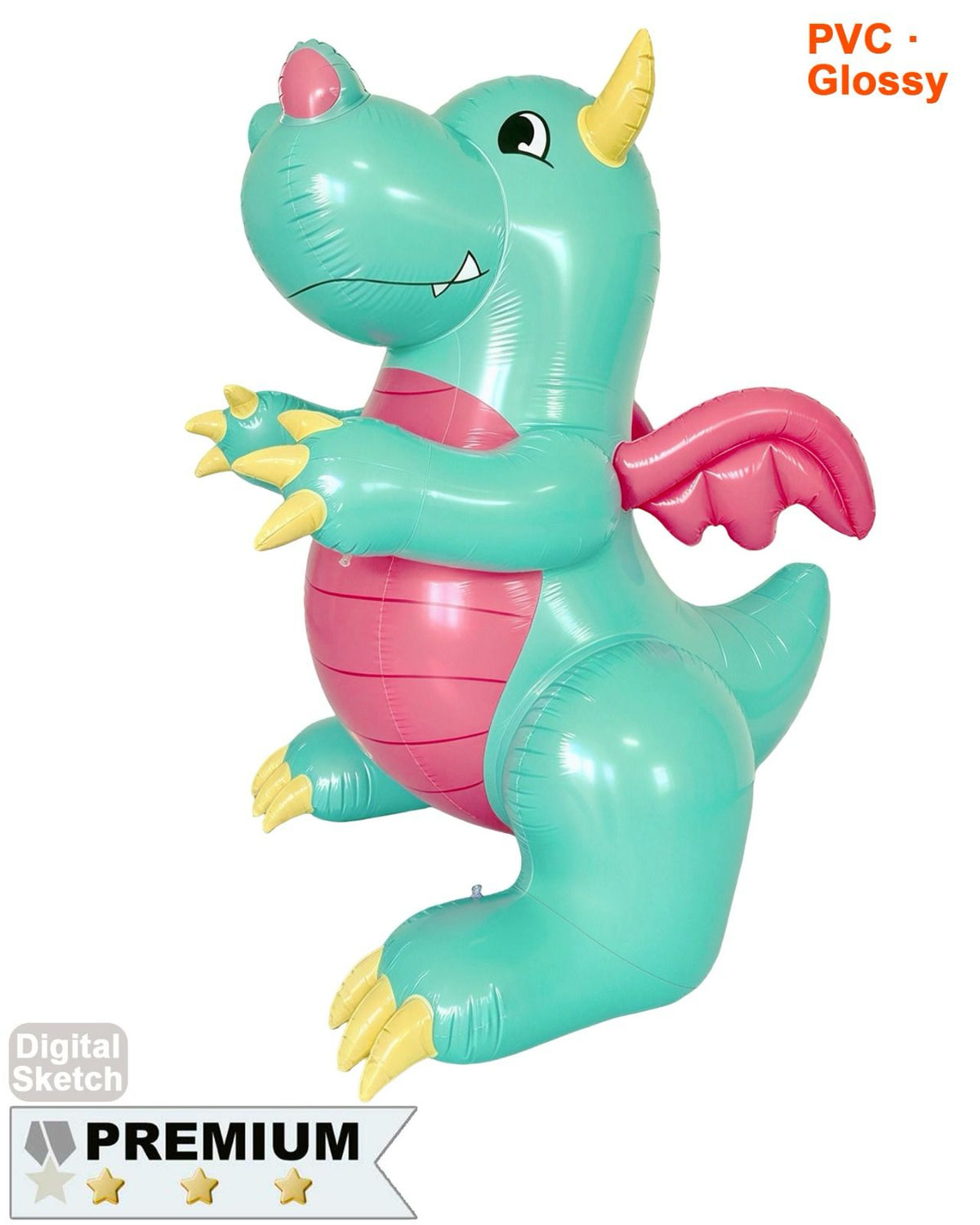 SqueakCo Grey Dragon- 90” H - Glossy PVC Version