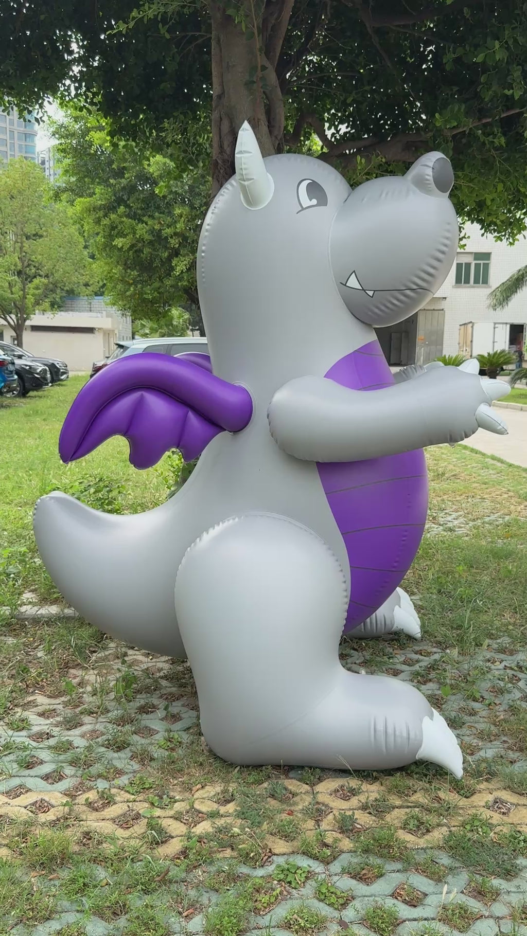 SqueakCo TPU Grey Dragon | Giant 90” Inflatable Dragon Collectible